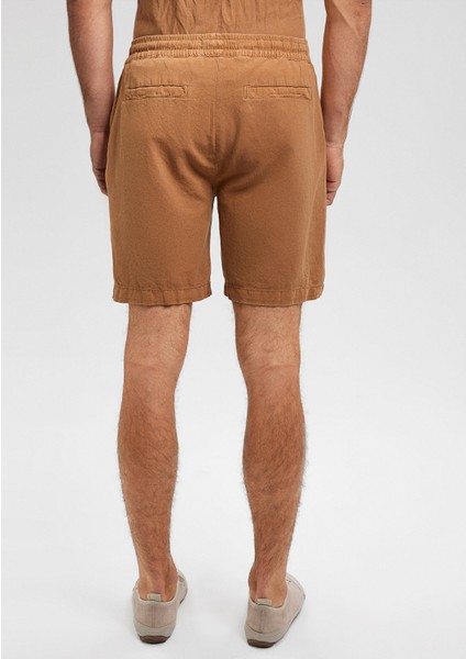 Keten Karışımlı Kahverengi Şort 0410134-82337