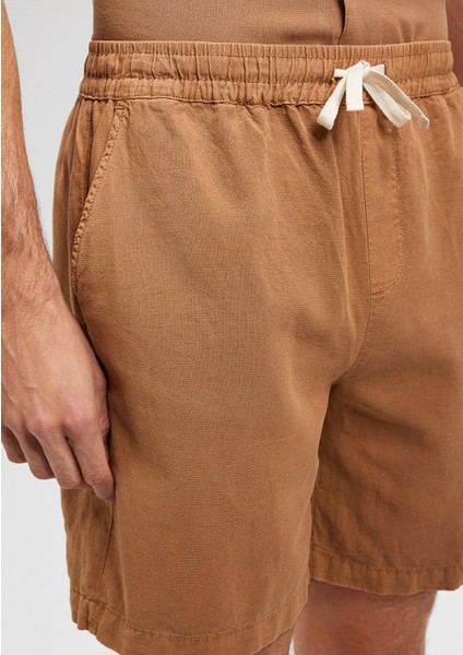 Keten Karışımlı Kahverengi Şort 0410134-82337