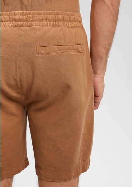 Keten Karışımlı Kahverengi Şort 0410134-82337