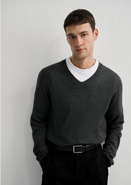 Kaşmir Karışımlı Antrasit Kazak 0710188-80023