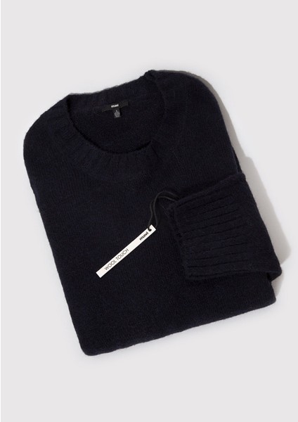 Alpaka Karışımlı Bisiklet Yaka Lacivert Kazak 1710517-83699