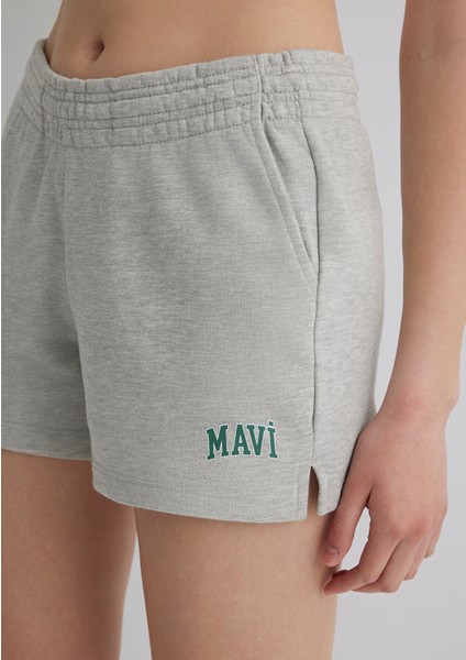 Mavi Logo Baskılı Gri Şort 1410155-82816