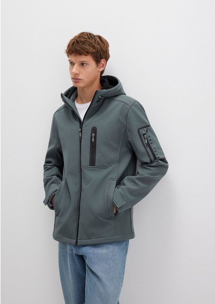 Su İtici Kapüşonlu Yeşil Scuba Ceket 0110264-71598