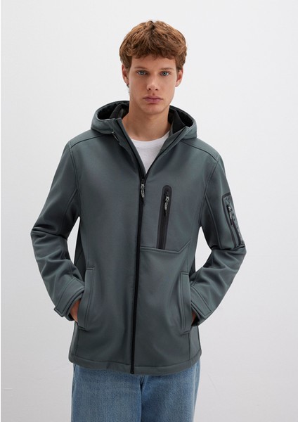 Su İtici Kapüşonlu Yeşil Scuba Ceket 0110264-71598