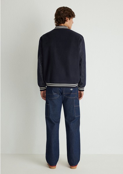 M İşlemeli Lacivert Bomber Ceket 0110393-83699