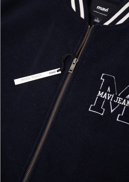 M İşlemeli Lacivert Bomber Ceket 0110393-83699