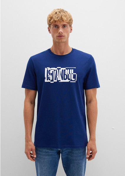 İstanbul Baskılı Mavi Tişört 0611789-70758