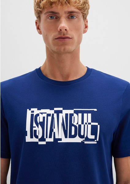 İstanbul Baskılı Mavi Tişört 0611789-70758