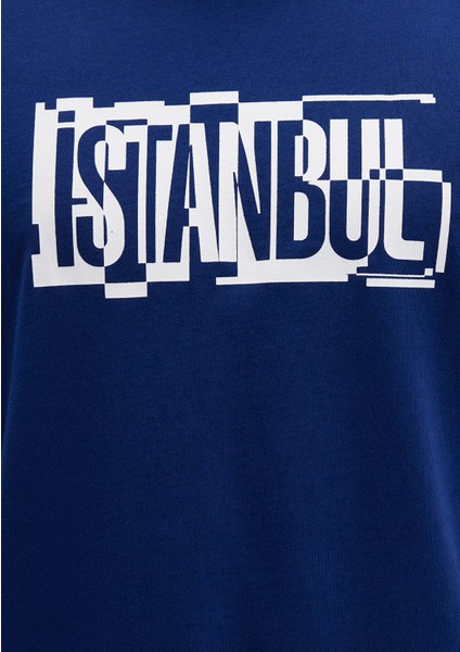 İstanbul Baskılı Mavi Tişört 0611789-70758