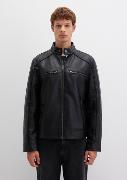 Siyah Suni Deri Ceket 0110438-71379