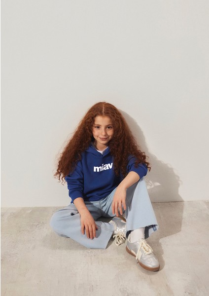 Miav Baskılı Kapüşonlu Lacivert Çocuk Sweatshirt 6S10028-70722