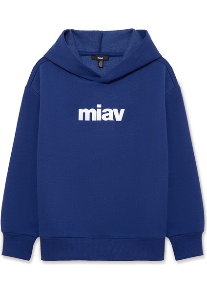 Miav Baskılı Kapüşonlu Lacivert Çocuk Sweatshirt 6S10028-70722