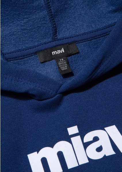 Miav Baskılı Kapüşonlu Lacivert Çocuk Sweatshirt 6S10028-70722