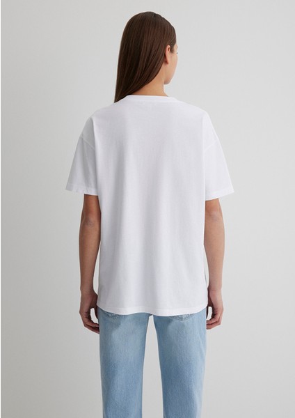 Miav Baskılı Beyaz Tişört 1612457-620