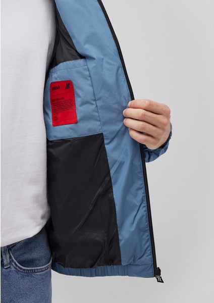 Su İtici Dik Yaka Mavi Şişme Mont 0110457-70877