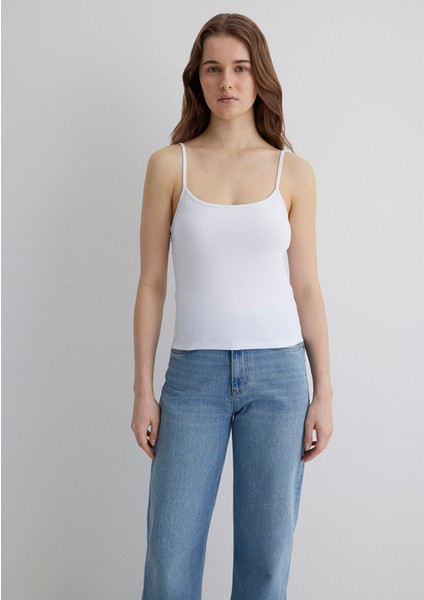 İnce Askılı Beyaz Basic Atlet 1612378-620