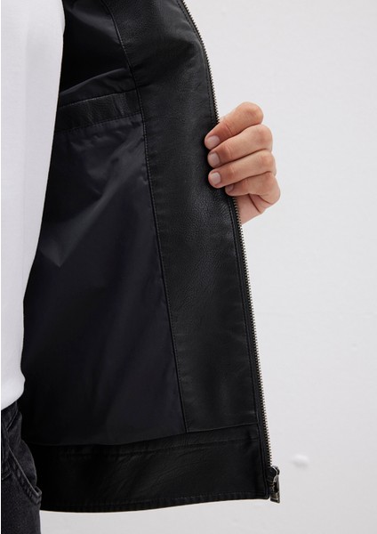 Siyah Suni Deri Ceket 0110438-71379