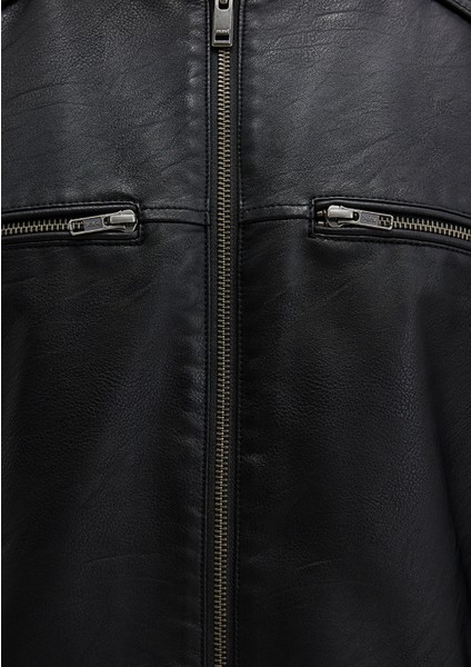 Siyah Suni Deri Ceket 0110438-71379