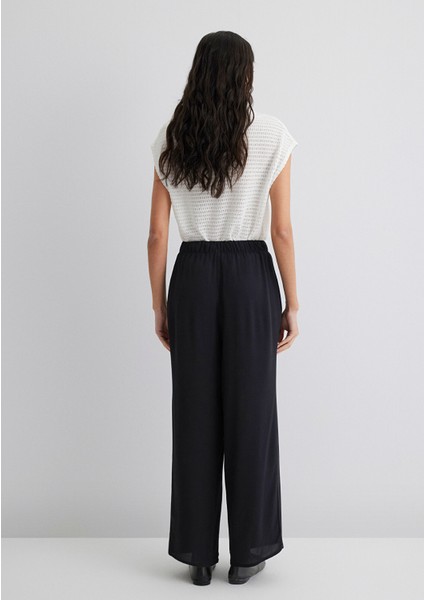 Geniş Paça Siyah Pantolon 1010682-900