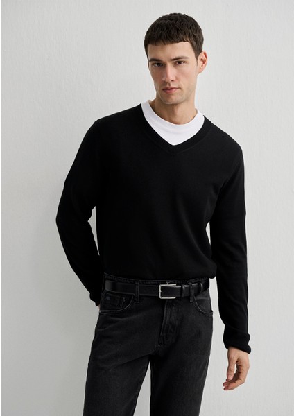 Kaşmir Karışımlı Siyah Kazak 0710188-900