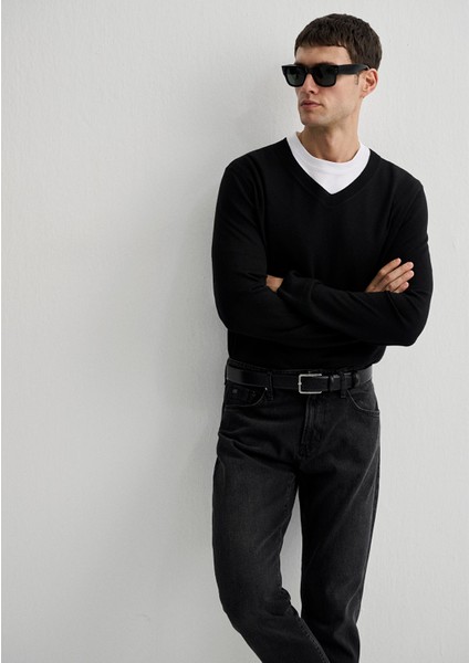 Kaşmir Karışımlı Siyah Kazak 0710188-900