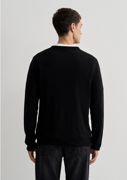 Kaşmir Karışımlı Siyah Kazak 0710188-900