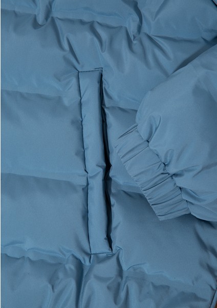 Su İtici Dik Yaka Mavi Şişme Mont 0110457-70877