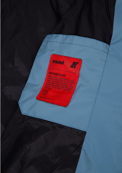 Su İtici Dik Yaka Mavi Şişme Mont 0110457-70877