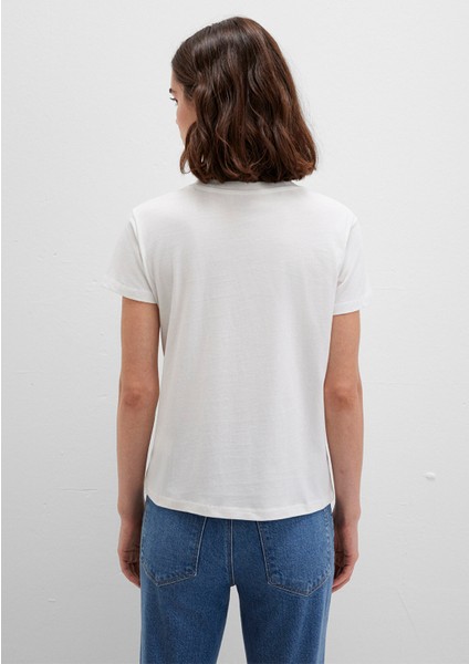 Mavi Baskılı Beyaz Tişört 1612232-70057