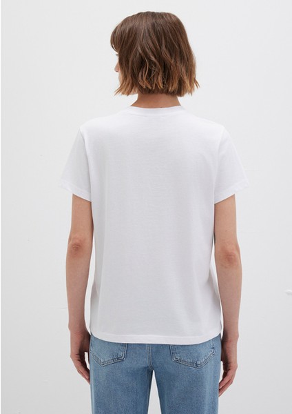 Kırmızı Miav Baskılı Beyaz Tişört 1610622-86417