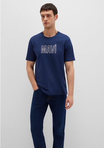 Mavi Logo Baskılı Lacivert Tişört 066842-70758