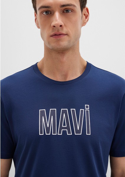 Mavi Logo Baskılı Lacivert Tişört 066842-70758