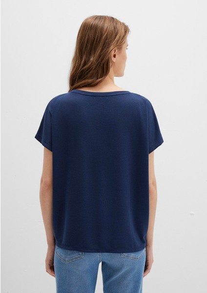 Lux Touch TENCEL TM Modal Lacivert Basic Tişört 167245-70487