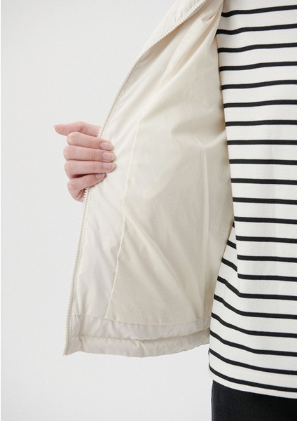 Su İtici Premium Kapitone Beyaz Şişme Mont 1110230-70057