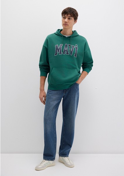 Mavi Logo Baskılı Kapüşonlu Yeşil Sweatshirt 067149-71874