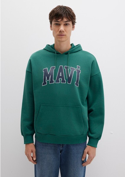 Mavi Logo Baskılı Kapüşonlu Yeşil Sweatshirt 067149-71874