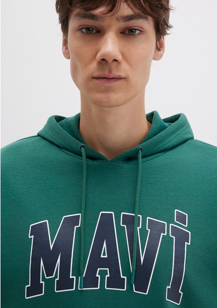 Mavi Logo Baskılı Kapüşonlu Yeşil Sweatshirt 067149-71874