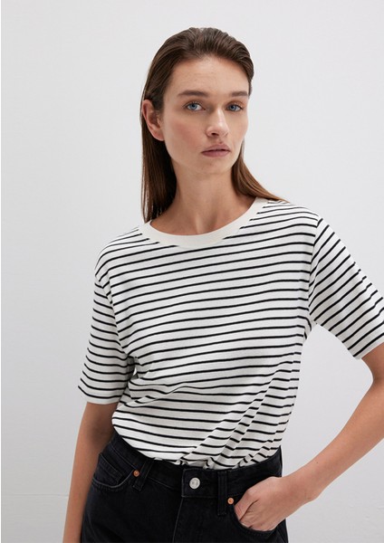 Siyah Çizgili Tişört 1611653-85143