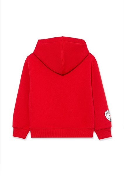 Bugs Bunny Baskılı Kapüşonlu Kırmızı Sweatshirt 7S10036-70471