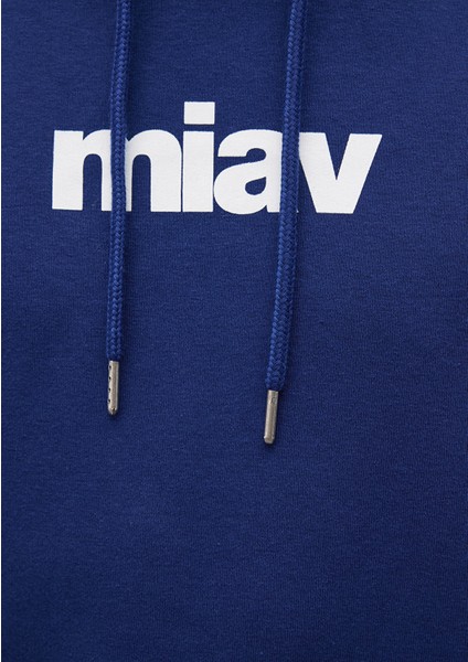 Erkek Mavi Logo Baskılı Kapüşonlu Mavi Sweatshirt 0S10001-70722