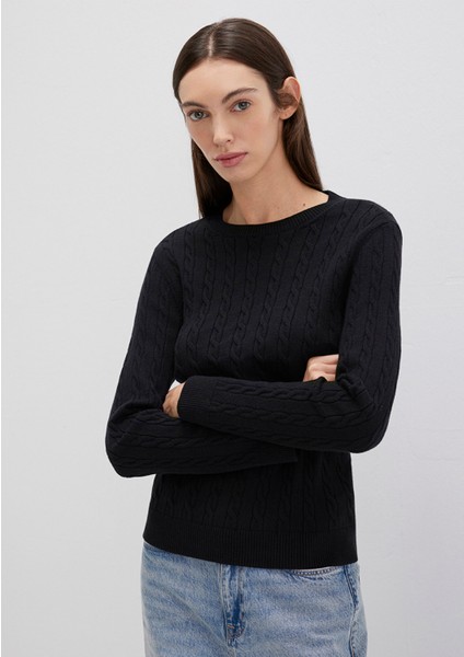 Bisiklet Yaka Siyah Kazak 1710341-900