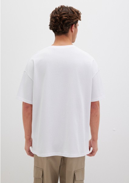 Miav Baskılı Oversize Beyaz Tişört 0611704-620