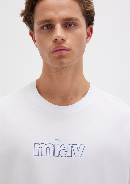 Miav Baskılı Oversize Beyaz Tişört 0611704-620