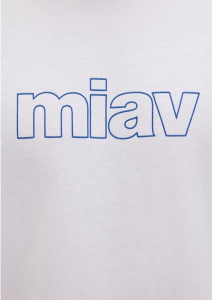 Miav Baskılı Oversize Beyaz Tişört 0611704-620