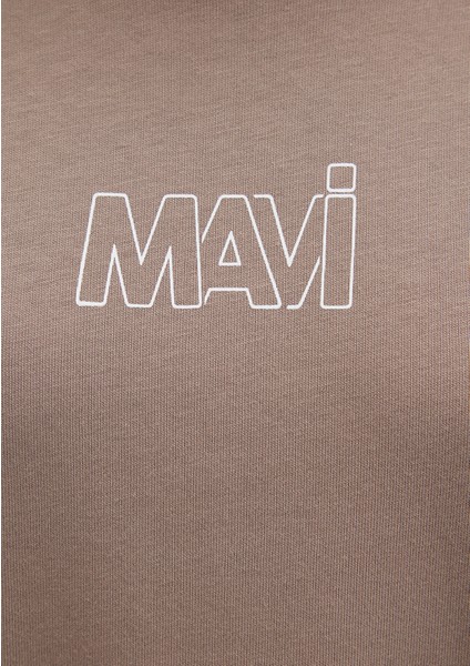 Mavi Logo Baskılı Bej Tişört 1611592-70364