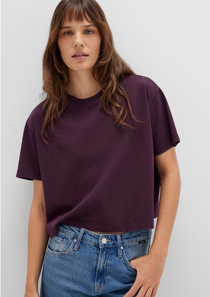 Bisiklet Yaka Mor Basic Tişört 1611651-70635