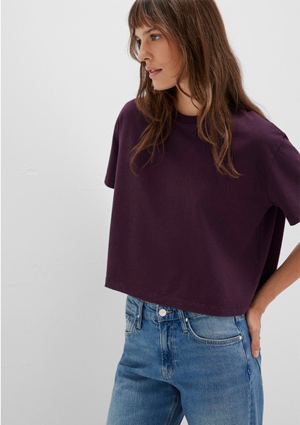 Bisiklet Yaka Mor Basic Tişört 1611651-70635