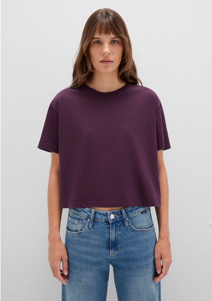 Bisiklet Yaka Mor Basic Tişört 1611651-70635