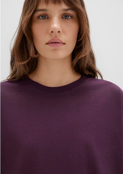 Bisiklet Yaka Mor Basic Tişört 1611651-70635