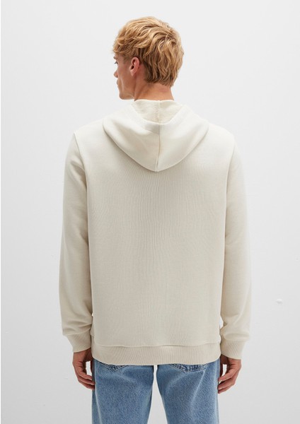 Mavi Logo Baskılı Kapüşonlu Bej Sweatshirt 065606-70134